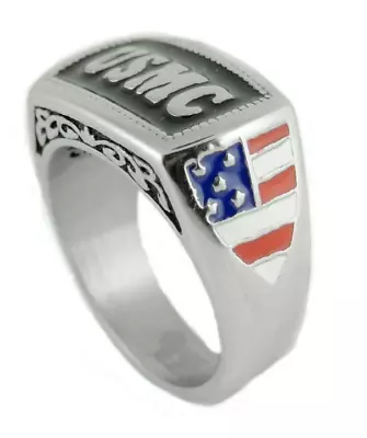 Men's Stainless Steel USMC Military Marine Ring 123 • $22.99