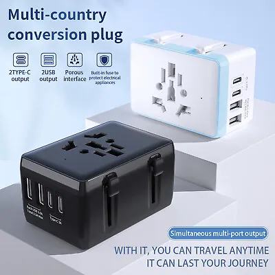 International Universal Travel Adapter 2 USB &Type-C Outlet Converter Plug Power • $23.99