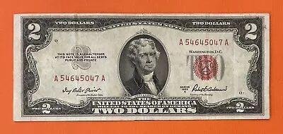 1953 A $2 Dollar Bill RED Seal Banknote A54645047A - Priest / Anderson • $0.99