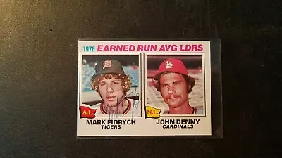 Mark Fidrych Auto 1977 Topps Earned Run Leaders W/ Denny #7 Tigers Cardinals • $80