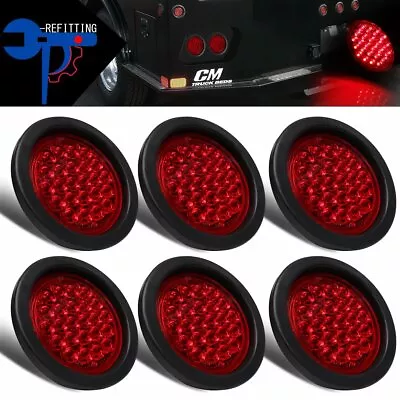 6pcs 4 Inch Round 24-LED Tail Light Reverse Backup Lamp Red For Truck Trailer • $30.23