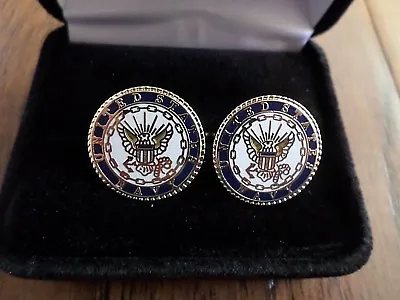 U.s Military Navy Cufflinks With Jewelry Box 1 Set Cuff Links Boxed • $14.95