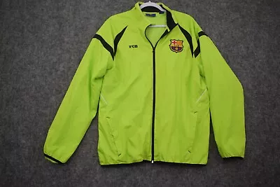 FCB Barcelona Jacket Medium Neon Green Full Zip Long Sleeve Soccer Track Mens • $18.38