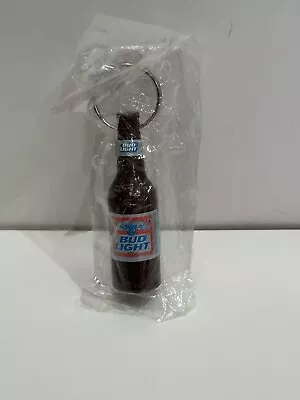 Vtg. Budweiser Bud Light Bottle Shaped Bottle Opener  Key Chain Acrylic 3   New • $14.95