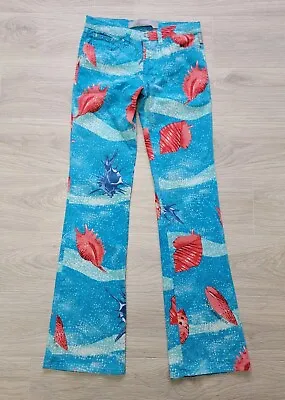 Authentic Gianni Versace Jeans Couture Blue Pants Sea Shell Size XS 27 Italy • $199