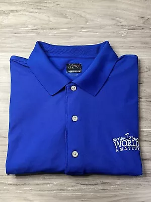 Greg Norman Blue Men Polo Shirt Large Myrtle Beach World Amateur Golf SS Shark • $14.99