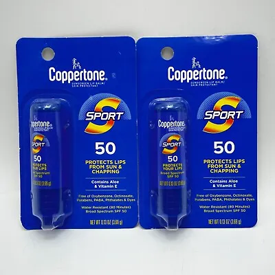 Coppertone Lip Balm SPORT Sunscreen SPF 50 Aloe And Vitamin E - PACK Of 2 NEW • $12.98