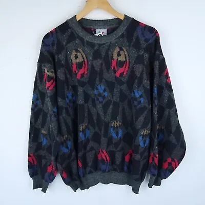 Vintage 90'S Mens Patterned Abstract Cosby Sweater Jumper SZ MEDIUM (G8232) • £24.95