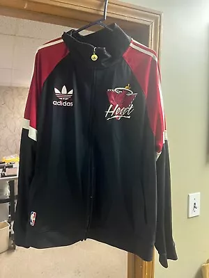 Vintage Adidas Miami Heat Embroidered Track Warm   Up Jacket Size 2XL • $35