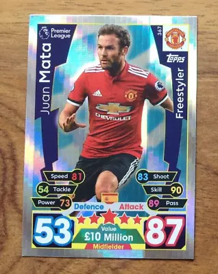 Juan Mata Match Attax 17/18 Freestyler Manchester Utd. Free UK Postage • £2.24