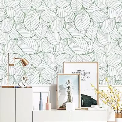 Kitico Peel And Stick Wallpaper Leaf Wallpaper Removable Leaf Contact Paper Gree • $10.62