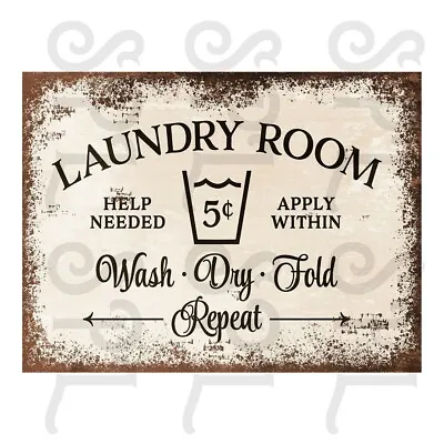 £3.95 • Buy Laundry Room Retro Replica Vintage Style Metal Tin Sign/plaque HOME Decor