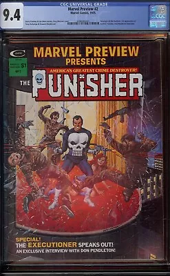 Marvel Preview # 2 CGC 9.4 White (Marvel 1975) 1st Origin Punisher • $595