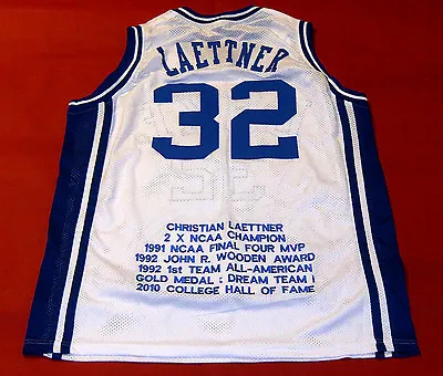 Christian Laettner Custom Duke Blue Devils W Stat Jersey • $125.44