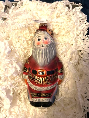 $50 • Buy Vtg Vaillancourt German Folk Art Santa In Red Ornament W/Nordstrom Paper Tag