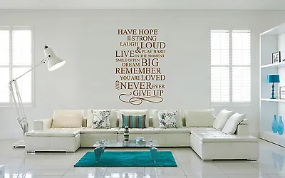 £32.39 • Buy BE STRONG NEVER GIVE UP Words Quote Wall ART Sticker UK SH203