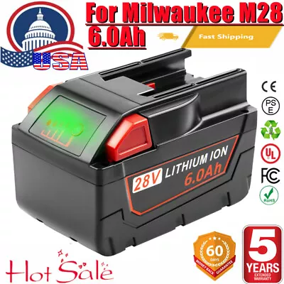 6000mAh 28V For MILWAUKEE M28 V28 Lithium Power Battery 48-11-2830 Cordless LED • $51.99