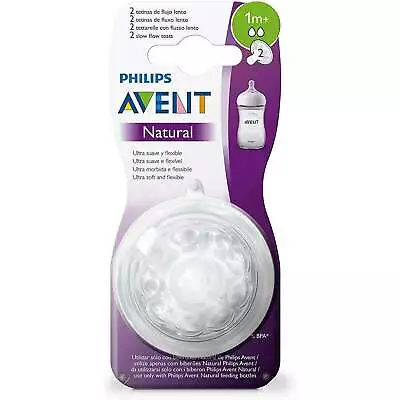 Philips Avent Natural Teats 0m+ Newborn Flow 2 Pack • $11.95