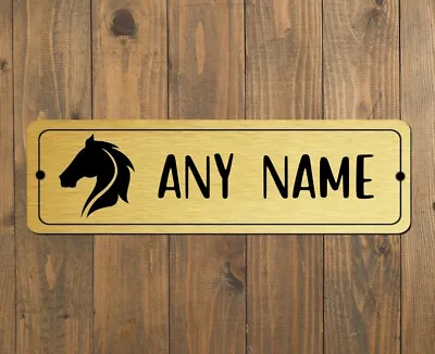 Personalised Pony Horse Stable Door Trailer Metal Name Sign Plaque Size 200x50mm • £4.99