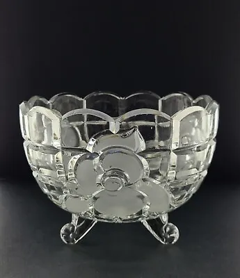 Vintage Shannon Crystal By  Godinger  3 Footed   BOWL   Roses Scalloped Edge • $12.99