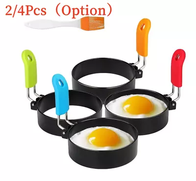 Portable Round Non Stick Egg Frying Rings Circle Fried/Poach Mould Pancake Gift+ • £5.98