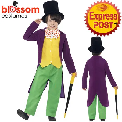 CK807 Roald Dahl Willy Wonka Chocolate Factory Boys Book Week Fancy Kids Costume • $37.52