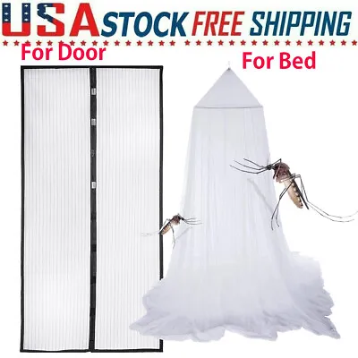 Magnetic Screen Door Mesh Curtain Durable Mosquito Net Bug Hands Free Bed Net • $8.74