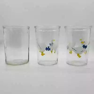 3 Jelly Jars BAMA Country Duck And Clear Stars Juice Glasses Ducks Geese • $12.99