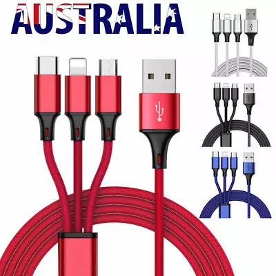 3 In 1 Multi USB Charger Charging Cable Cord For Phone TYPE C Android Micro • $5.99