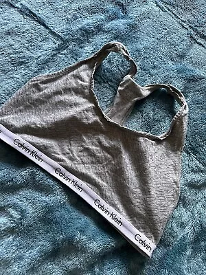 Calvin Klein Grey Logo Print Bralette Size Medium VGC • £0.99