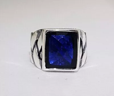 Handmade Jewelry 925 Sterling Silver Blue Quartz Gemstone Mens Ring All Size • $55.99