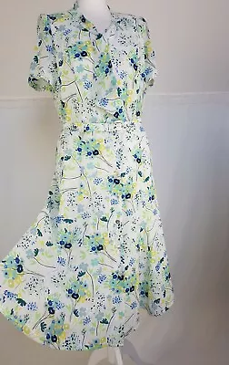 Vintage Eastex Floral Button Down Belted Midi Summer Dress Size 12 • £29