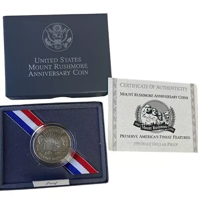 1991-S US Proof Mount Rushmore Anniversary Coin Program  W/OGP & COA • $4.25