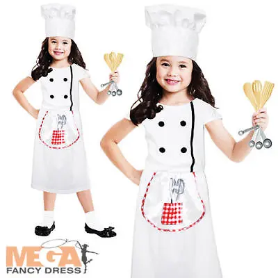 Kitchen Chef + Hat Girls Fancy Dress Cooking Class Book Week Childs Kids Costume • £8.99