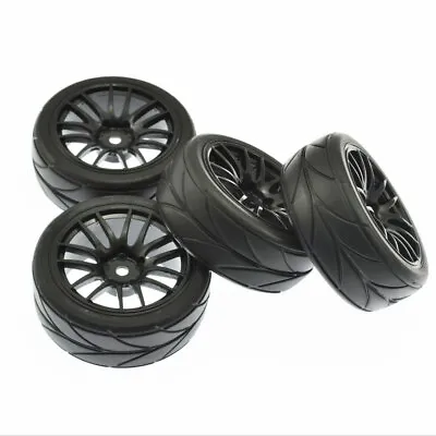 4PCS RC Rubber Tires Wheels 12mm Hex Plastic For RC 1:10 HSP HPI Off Road Car • £12.59