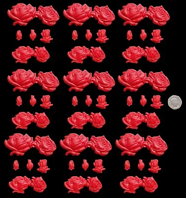 45 X Edible 3D Roses Rose Set Flowers Cupcake Cake Toppers Decorations Weddings • £9.99