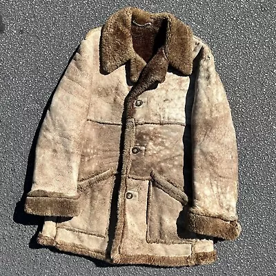 Vintage 70’s Mens Lakeland Genuine Sheep Skin Shearling Coat Size 48 Marlboro • $74.99