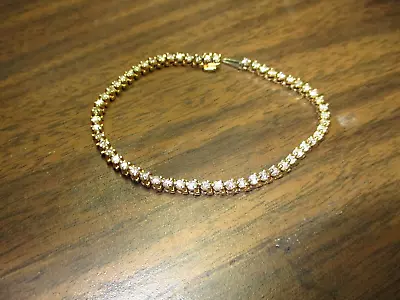 Genuine 14kt Yellow Gold  3 Ct Tw Diamond Tennis Bracelet 6 34  • $1200