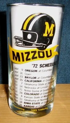 1972 Mizzou Tigers Drink Glass University Of Missouri Schedule On Glass MFA Oil • $14.95