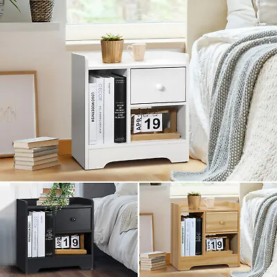 Oikiture Bedside Tables Side Table Nightstand Storage Drawer Shelf Bedroom Unit • $49.90