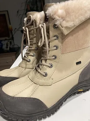 UGG Australia Womens Adirondack Boot Sand Leather Sheepskin Lined Sz 8 Excellent • $119