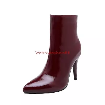 Lady Womens Elegant Pointy Toe Side Zipper Ankle Boots Stiletto Heel Shoes Pumps • $49.02