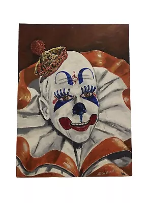 Vintage Clown Painting Signed E. Witcraft On B. K. Elliot Co Art Board • $134.99