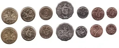 Swaziland - Set 7 Coins 5 10 20 50 Cents 1 2 5 Emalangeni 1999 - 2011 UNC • $6.99