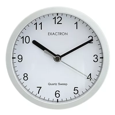 5  Quartz Clock Round Silver Desk Table Wall Mounted Silent Sweep Home Office • £7.45