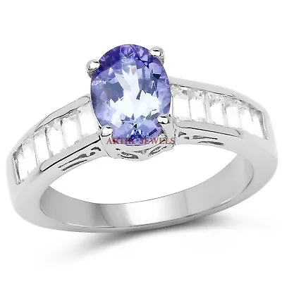 Natural Tanzanite Gemstone With 925 Sterling Silver Ring For Women's #4515 • £105.96