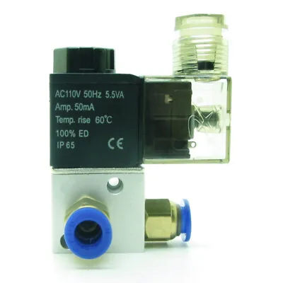 Pneumatic Air Solenoid Valve AC110V With 8mm Fittings 3 Port 2 Position NC  • $11.99