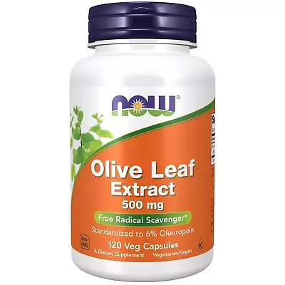 NOW Foods Olive Leaf Extract 500 Mg 120 Veg Capsules Free Radical Scavenger • £18.21