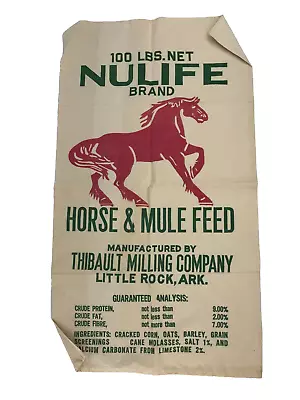 Vintage Nulife Brand Horse & Mule Feed Bag Cloth 100 Lbs. Little Rock Ark • $34.95