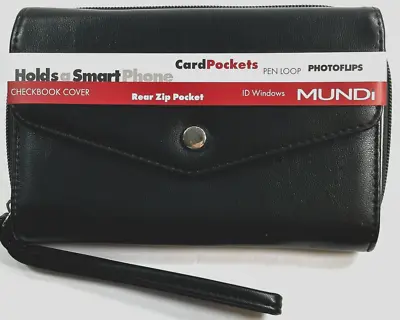 MUNDI Womans / CEO Clutch- Big Fat Wallet / Full Zip-Smooth-Soft / BLACK / New • $21.75